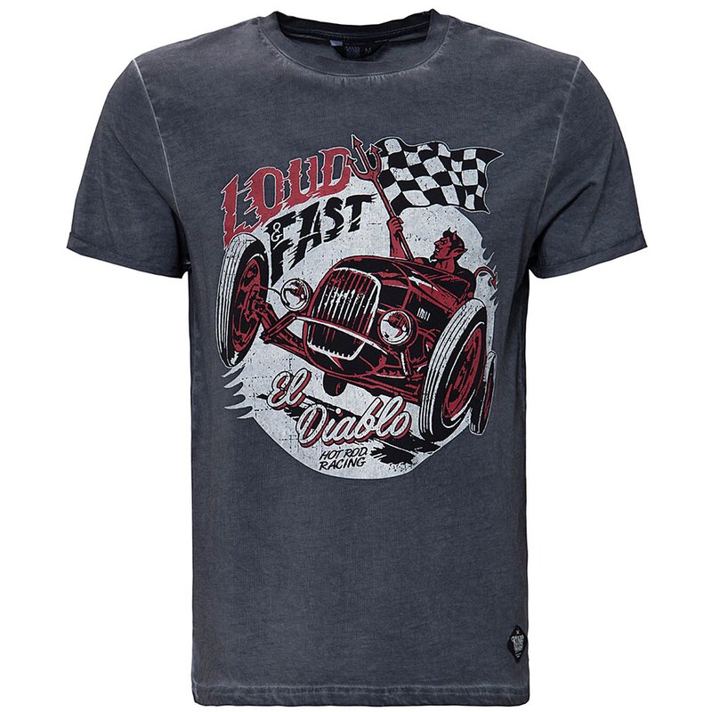 Tričko King Kerosin - Dirtywash - Devil Race Grey