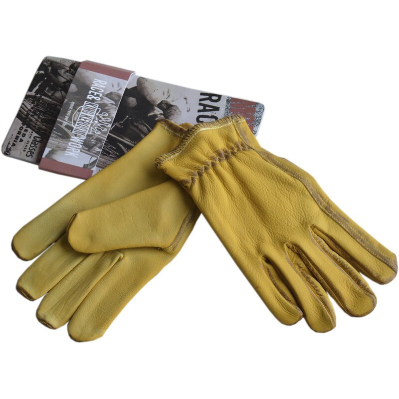 Pánske kožené motorkárske rukavice King Kerosin Work Glove Yellow