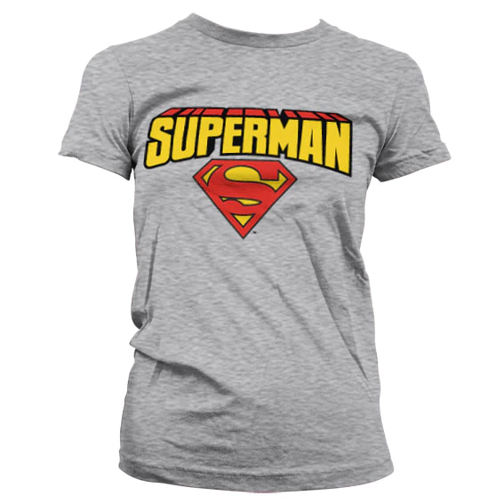 Dámske Tričko Superman Blockletter Logo sivé