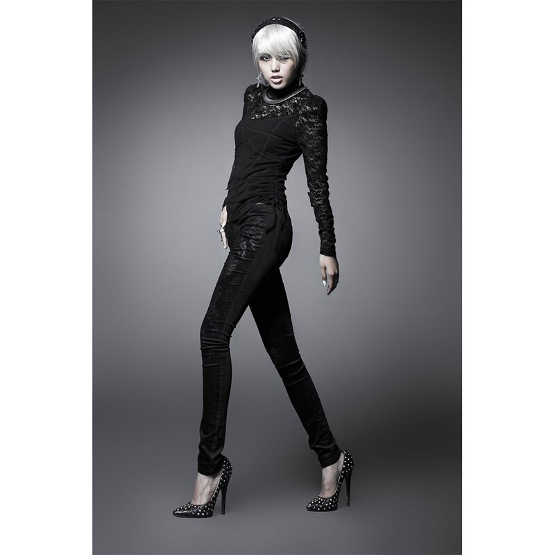 Punk Rave nohavice - Black Damask