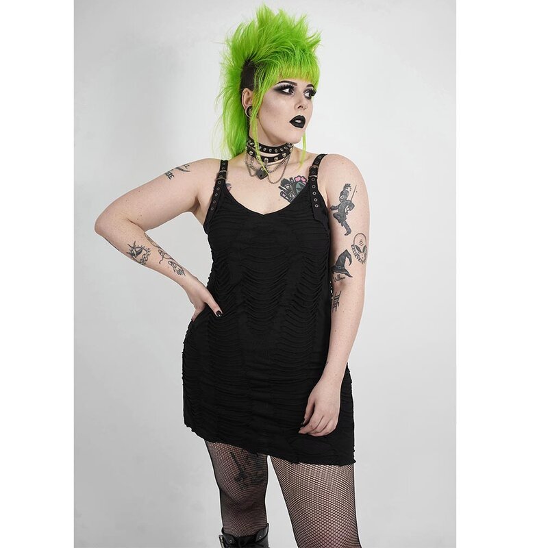 Punk Rave plus size mini šaty - Hacked Up
