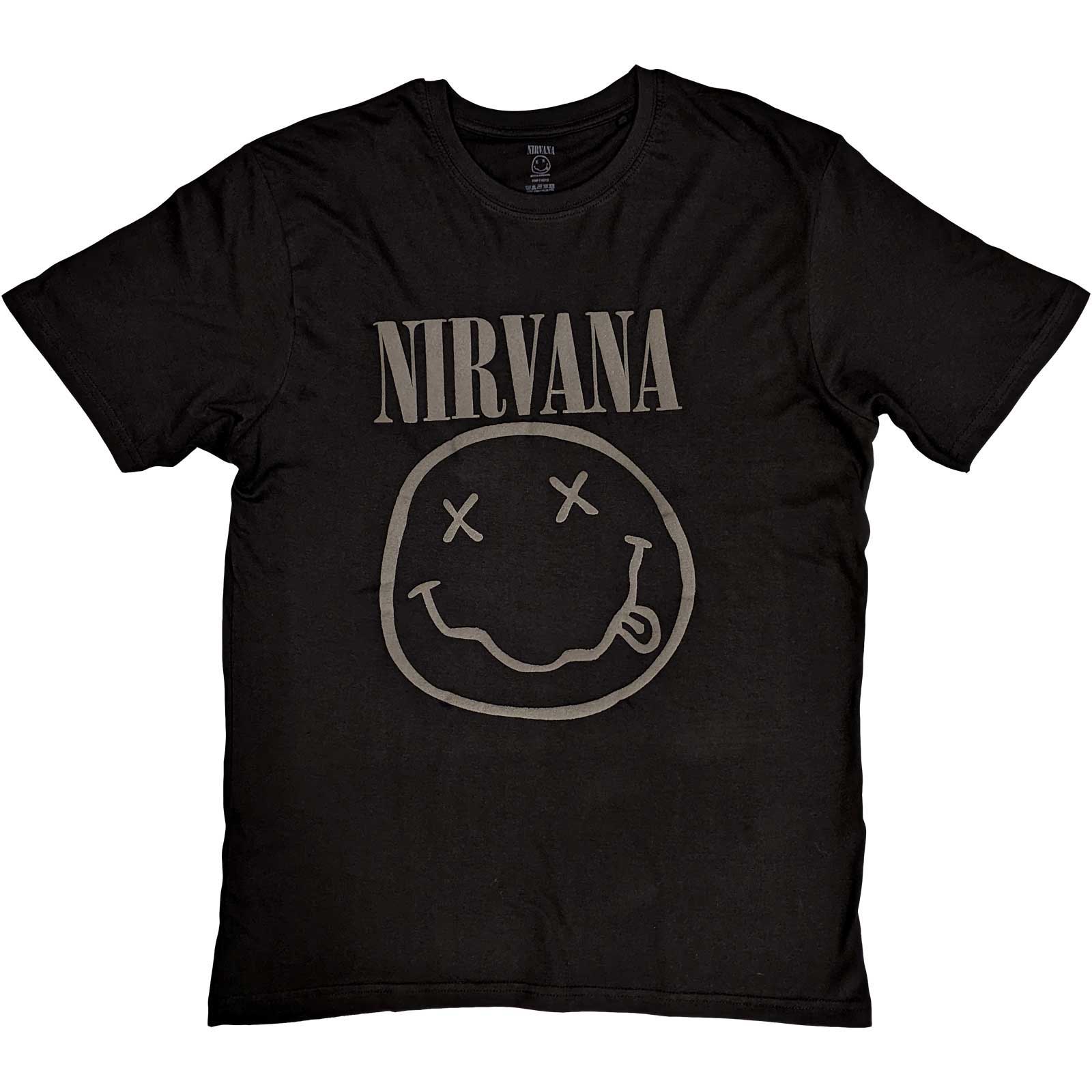 Tričko Nirvana - Black Happy Face (3D potlač)