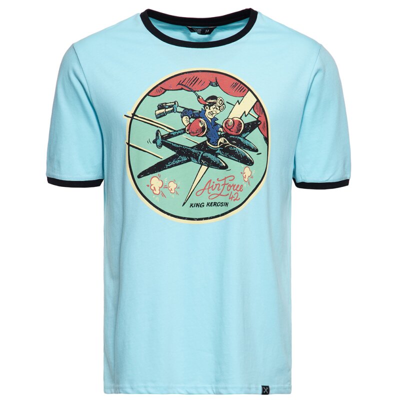 Ringer tričko King Kerosin - Airforce 42 Sky Blue