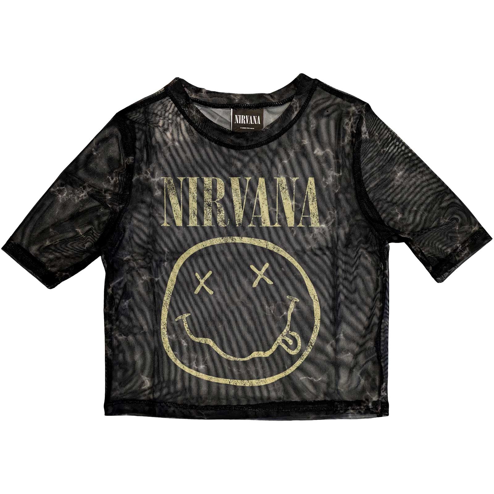 Sieťovaný crop top Nirvana - Angelic Blue Mono
