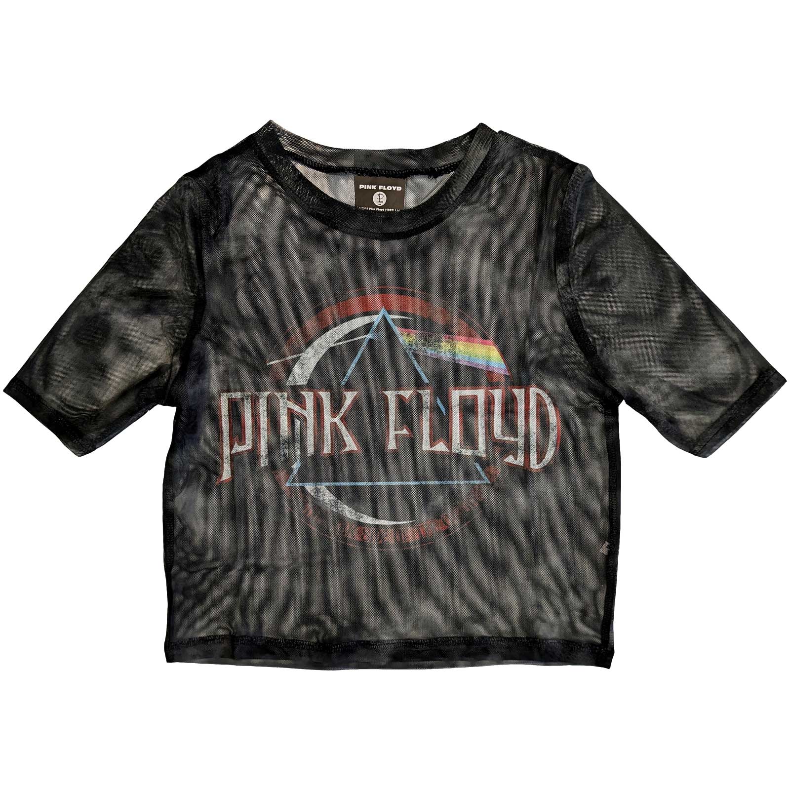 Sieťovaný crop top Pink Floyd - Vintage Dark Side of the Moon Seal