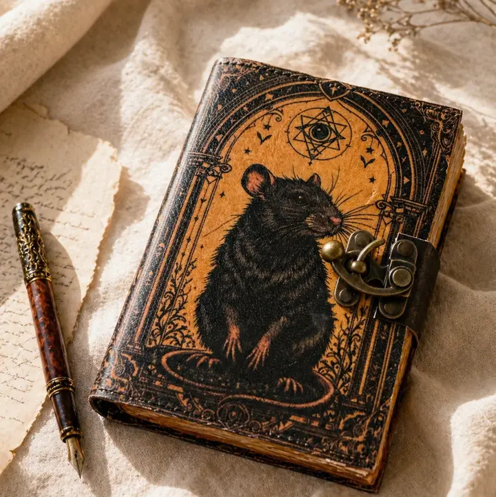 Kožený denník Black Rat Grimoire Leather Journal with Brass Lock