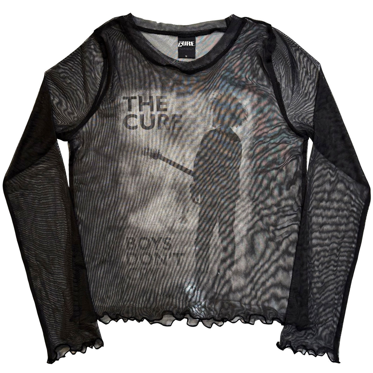 Dámsky Mesh Crop Top The Cure – Boys Don't Cry B&W (Black)