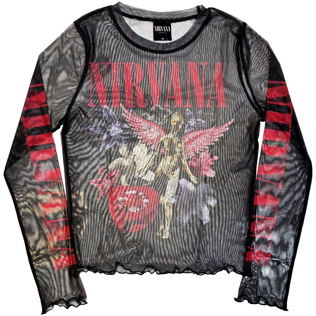 Dámsky Mesh Crop Top Nirvana – In Utero Vintage Collage (Black)