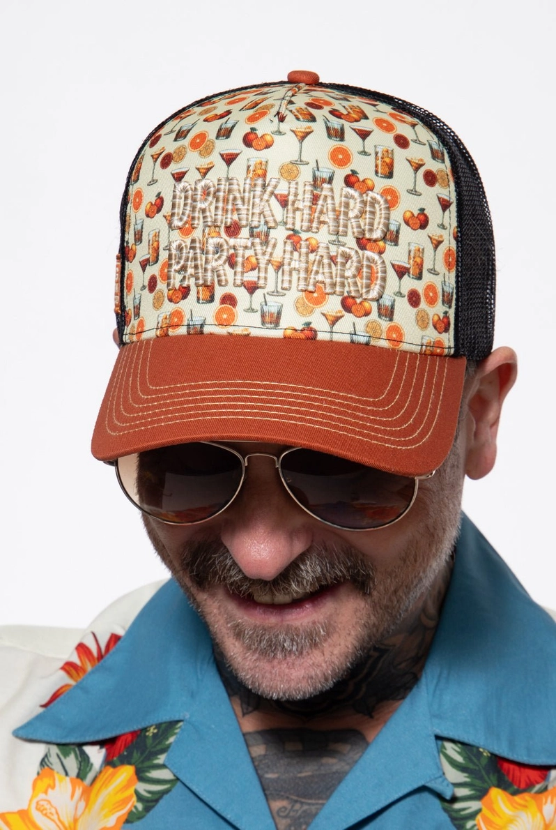 Trucker šiltovka King Kerosin - 'drink Hard Party Hard' in Yellow