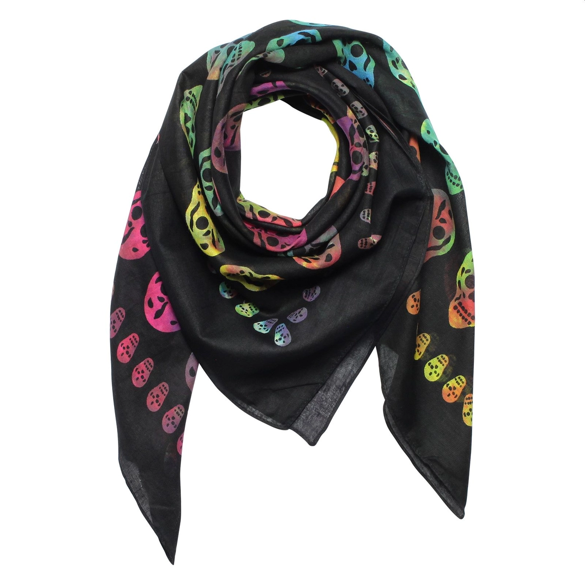 Bavlnená Šatka – Skulls 1 Black Tie Dye (100 × 100 cm)