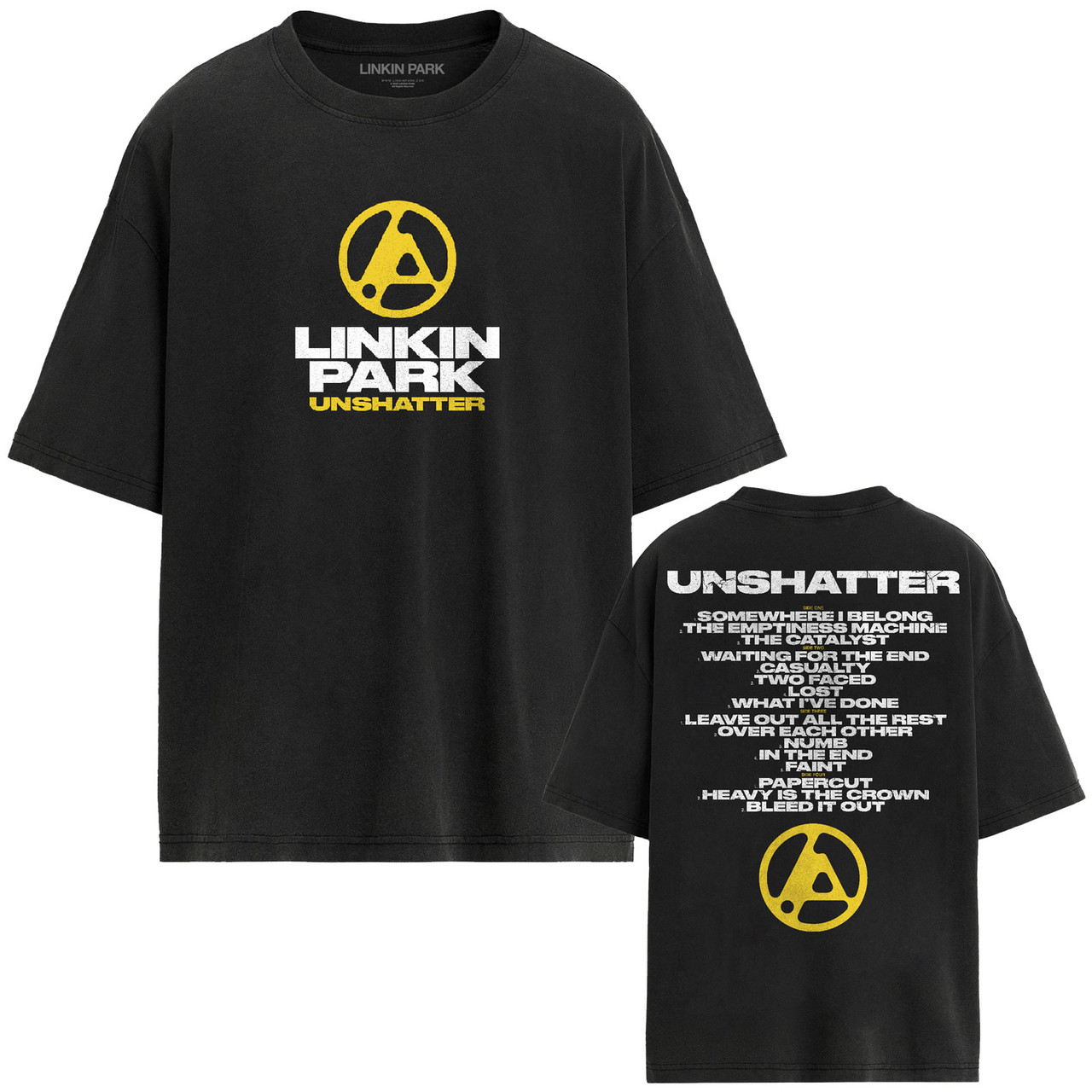 Tričko Linkin Park – Unshatter Tracklist (Black) (Back Print)