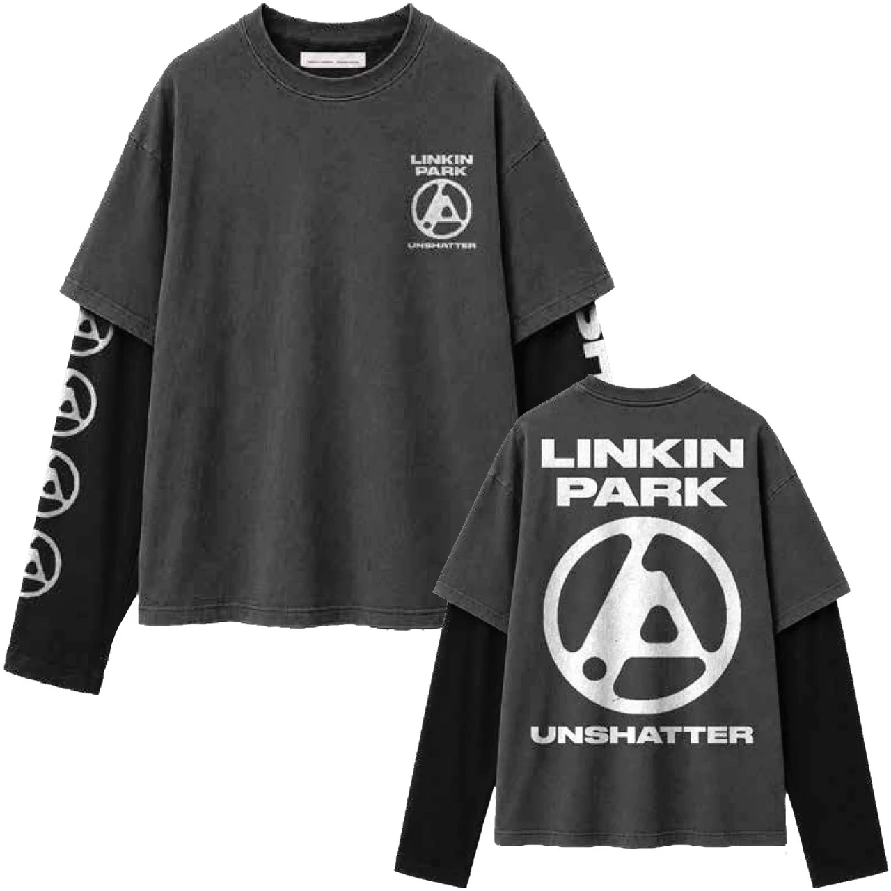 Tričko Linkin Park s dlhým rukávom - Unshatter (Charcoal Grey & Black)