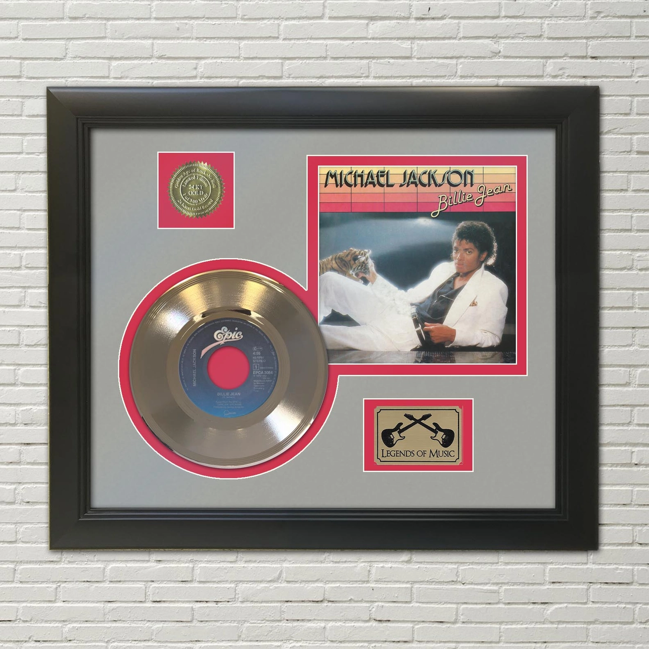 Exkluzívny zberateľský rám Michael Jackson - Billie Jean Framed Gold 45