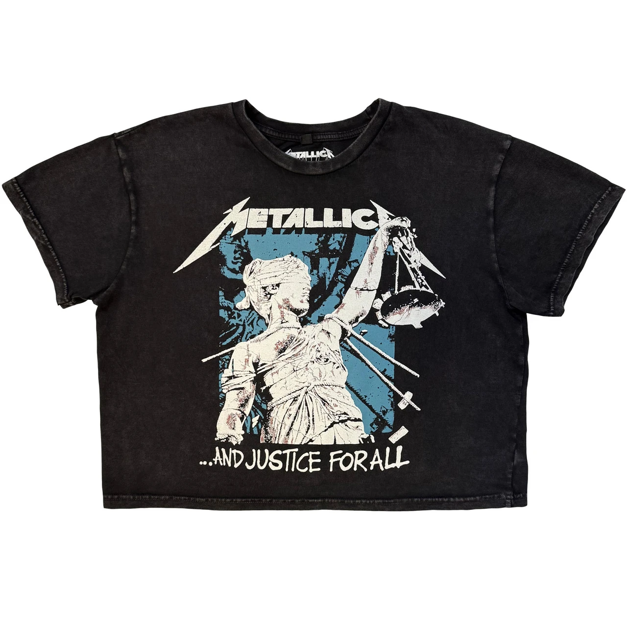 Dámsky Crop Top Metallica - Justice Squares (Charcoal Grey)