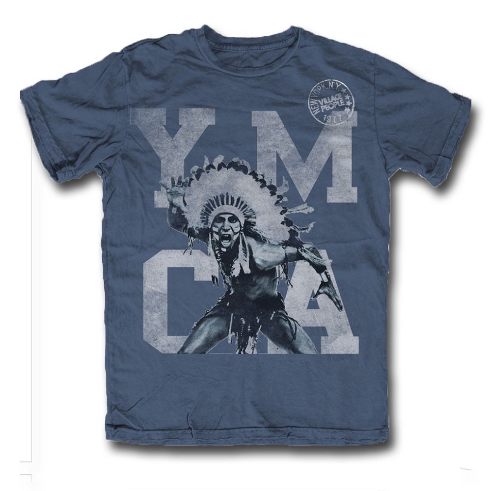 Tričko Village People - Y.M.C.A. Indian - Blue