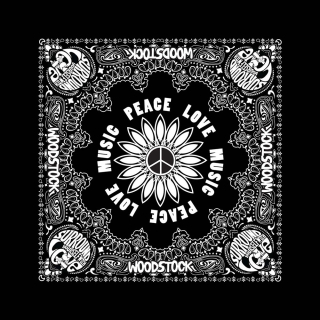 Bandana/šatka - Woodstock - Peace, Love & Music