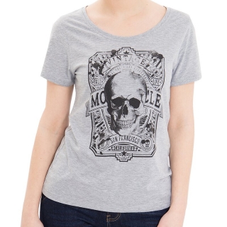 Dámske tričko Queen Kerosin - Skull Vintage Light Grey