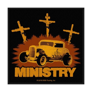 Malá nášivka Ministry - Jesus Built My Hotrod