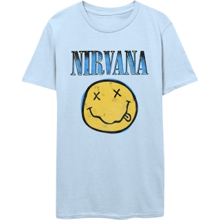 Tričko Nirvana - Xerox Happy Face Blue