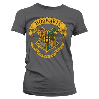 Dámske tričko Harry Potter - Hogwarts Crest (Šedé)