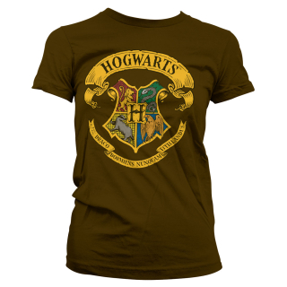 Dámske tričko Harry Potter - Hogwarts Crest (Hnedé)