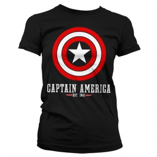 Dámske tričko Captain America - Logo (Čierne)