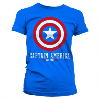 Dámske tričko Captain America - Logo (Modré))