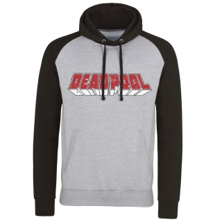 Baseball mikina Deadpool - Distressed Logo (Sivo-Čierna)