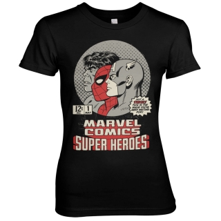 Dámske tričko Marvel Comics - Vintage Super Heroes (Čierne)