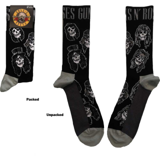 Ponožky Guns N' Roses - Skulls Band Monochrome