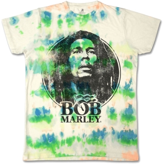 Tričko Bob Marley -  Black & White Logo (Dip-Dye)
