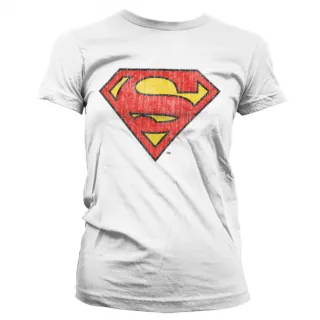 Dámske tričko Superman - Washed shield (Biele)