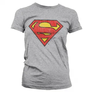 Dámske tričko Superman - Washed shield (Sivé)