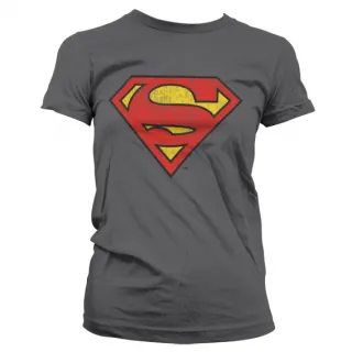 Dámske tričko Superman - Washed shield (Šedé)