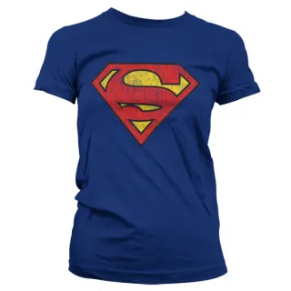Dámske tričko Superman - Washed shield (Tmavo-modré)