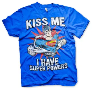 Tričko Superman - Kiss Me I Have Super Powers (Modré)