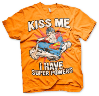 Tričko Superman - Kiss Me I Have Super Powers (Oranžové)