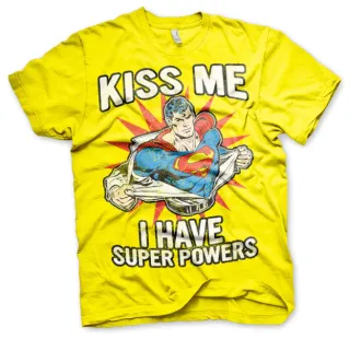 Tričko Superman - Kiss Me I Have Super Powers (Žlté)