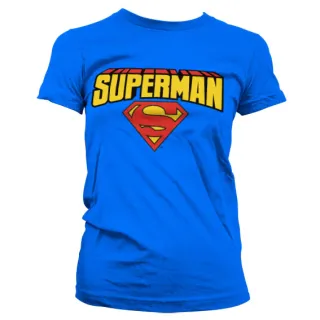 Dámske tričko Superman - Blockletter Logo (Modré)