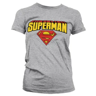 Dámske tričko Superman - Blockletter Logo (Sivé)