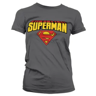 Dámske tričko Superman - Blockletter Logo (Šedé)