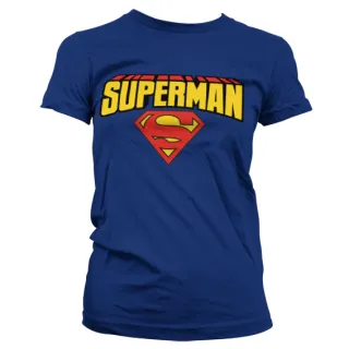 Dámske tričko Superman - Blockletter Logo (Tmavo-modré)