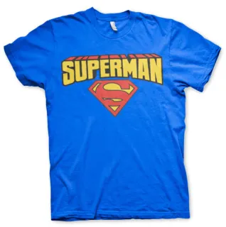 Tričko Superman - Blockletter Logo (Modré)