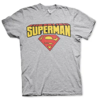 Tričko Superman - Blockletter Logo (Sivé)