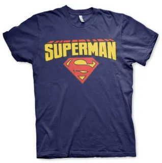 Tričko Superman - Blockletter Logo (Tmavo-modré)