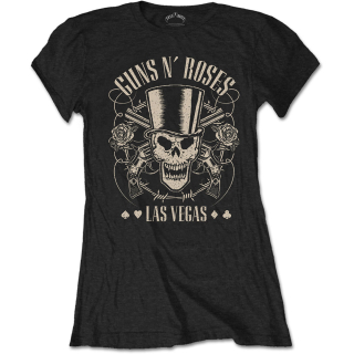 Dámske tričko Guns N Roses - Top Hat, Skull & Pistols Las Vegas