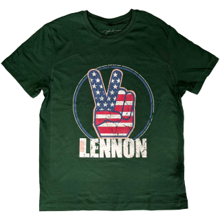 Tričko John Lennon - Peace Fingers US Flag