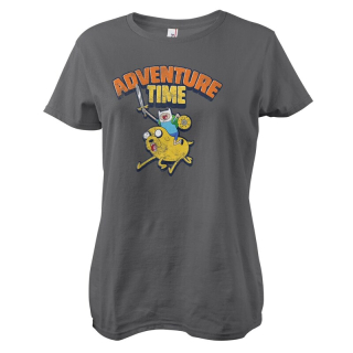 Dámske tričko Adventure Time - Washed (tmavo-šedé)