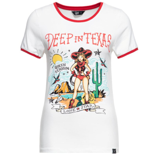 Dámske ringer tričko Queen Kerosin - Deep In Texas White