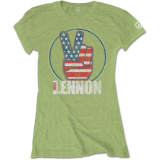 Dámske tričko John Lennon - Peace Fingers US Flag